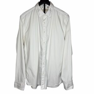 Faherty Men’s White Long-Sleeved Button down Shirt Size L